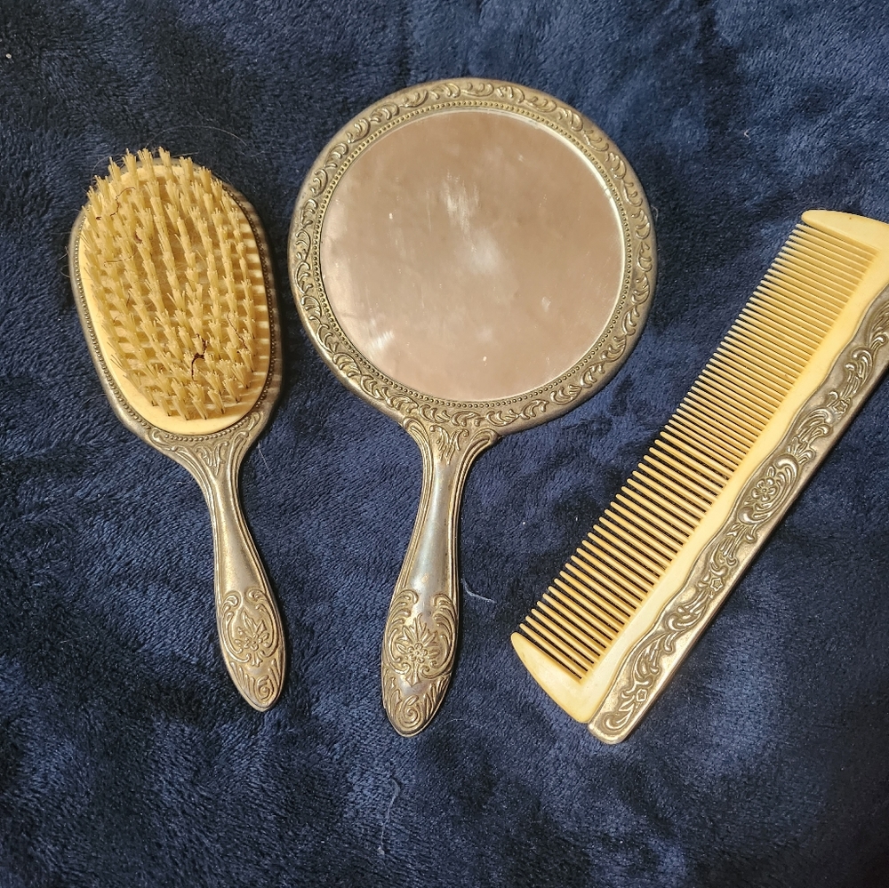 Antique brush,mirror,comb
